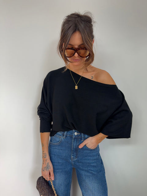 Pull asymétrique - noir