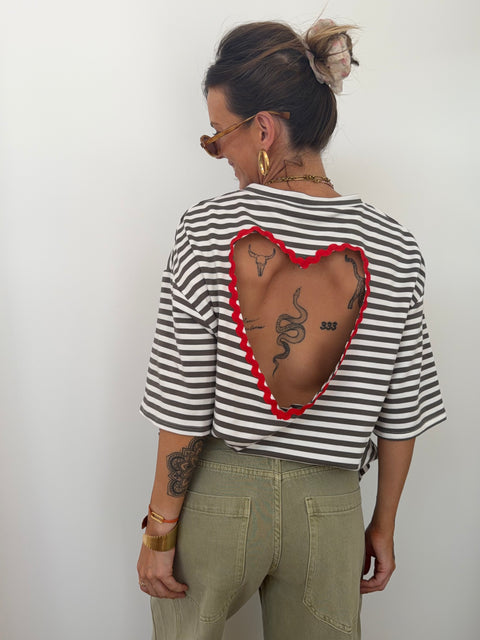 T-shirt coeur - kaki