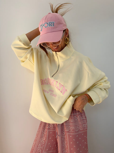 Sweat Brooklyn - jaune et rose