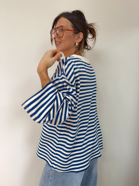 Striped long-sleeve t-shirt - royal blue