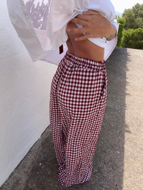 Plaid pants - burgundy (pre-order)