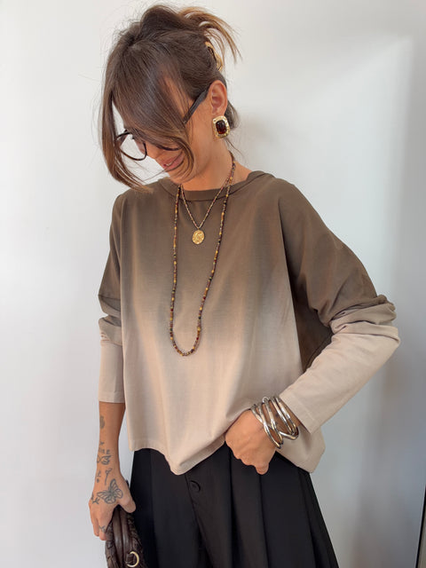 Tee-shirt tie and die - choco et beige