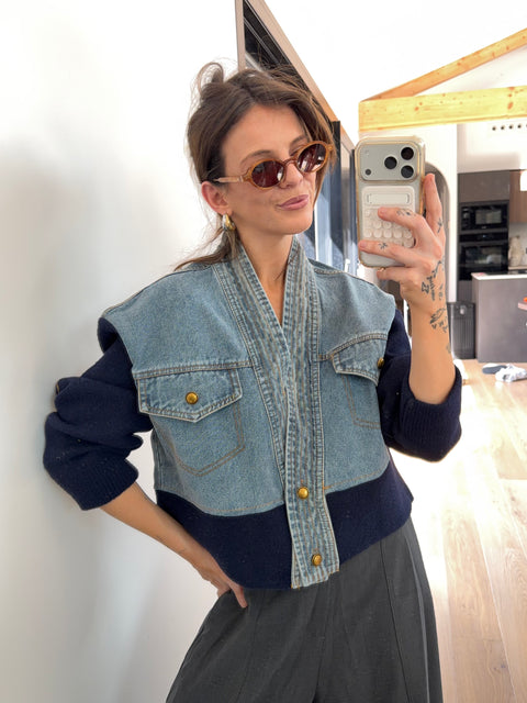 Veste bi-matière en jean