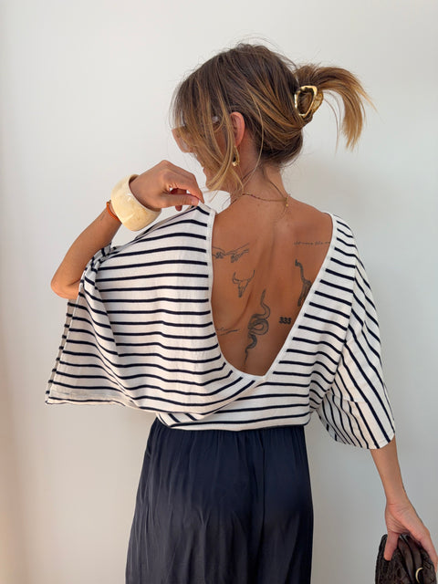 Pull fin dos en V Lover's - rayé bleu (envoi à partir du 18/07)