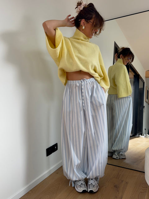 Pantalon ballon à rayures - bleu