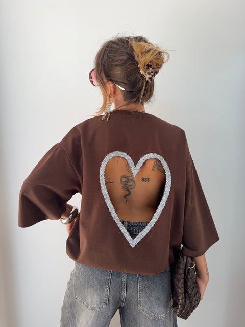 T-shirt coeur - chocolat