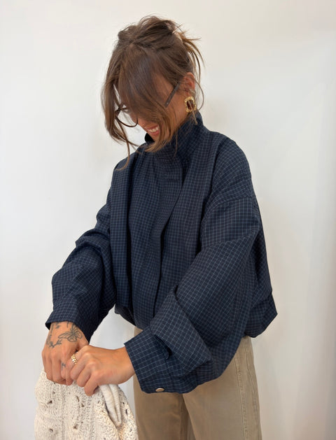 Veste à carreau - bleu marine