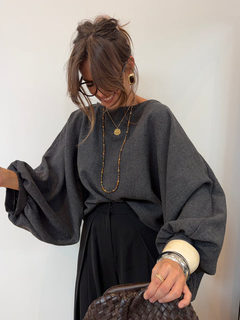 Haut manches bouffantes - IBIZA gris