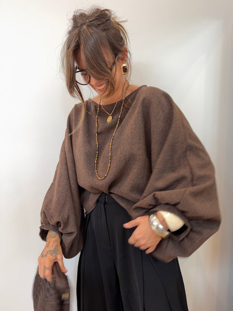 Haut manches bouffantes - IBIZA choco