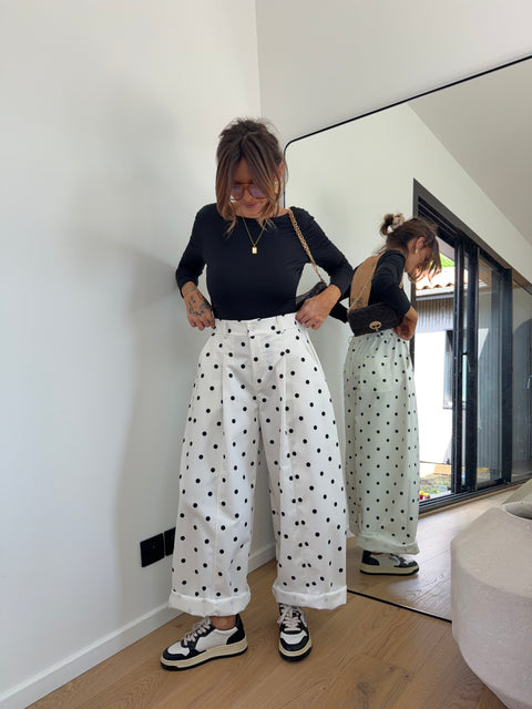 Pantalon Jacks à pois - blanc