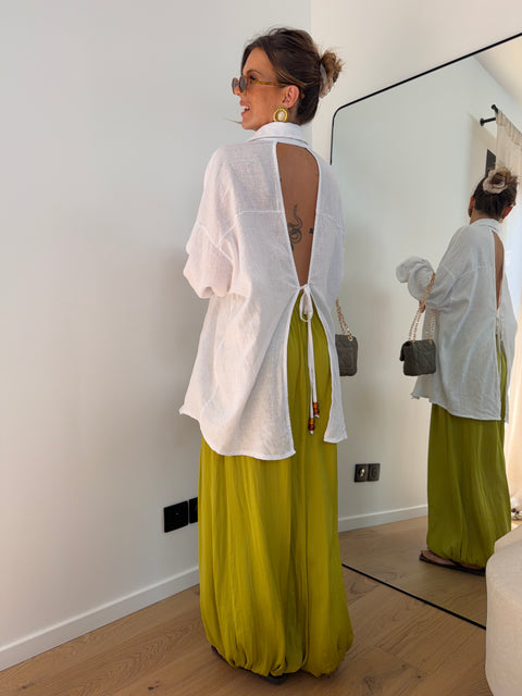 Chemise dos nu en lin - blanche