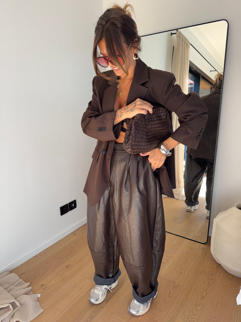 Pantalon simili - marron