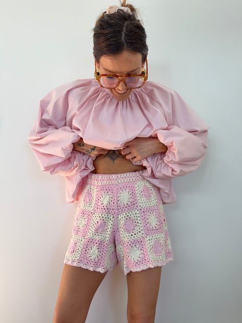 Short en crochet - rose
