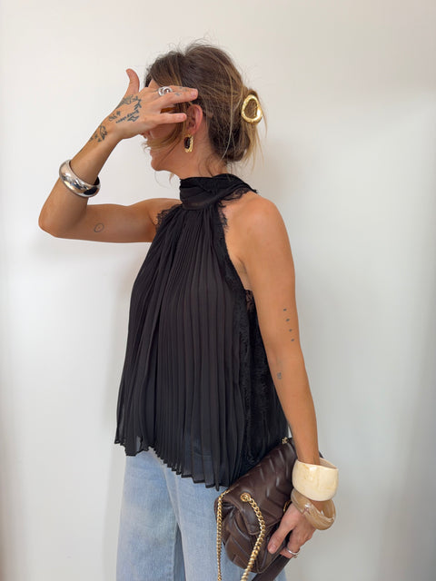 Haut dentelle en transparence - noir