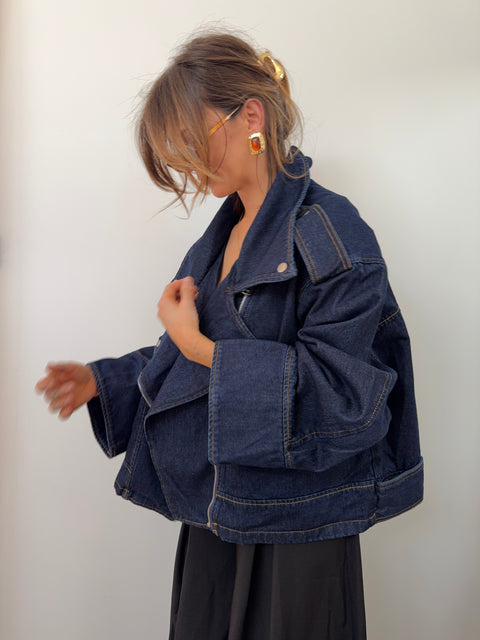 Veste en jean oversize - bleu foncé