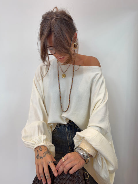 Pull manches oversize - crème