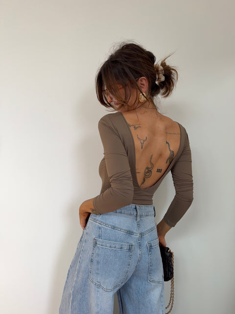Body manches longues - taupe