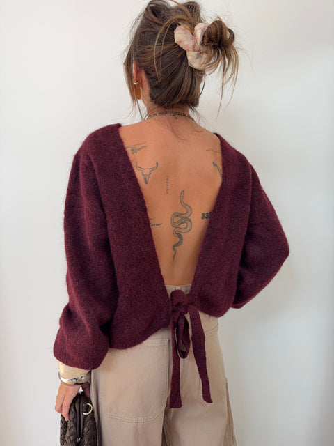 Pull dos nu - bordeaux