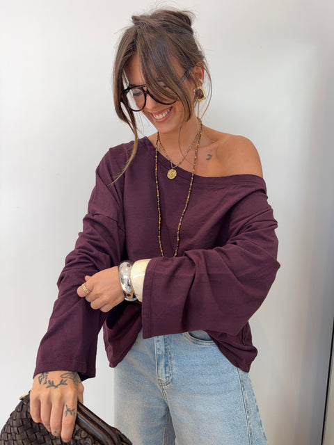 T-shirt asymétrique - prune