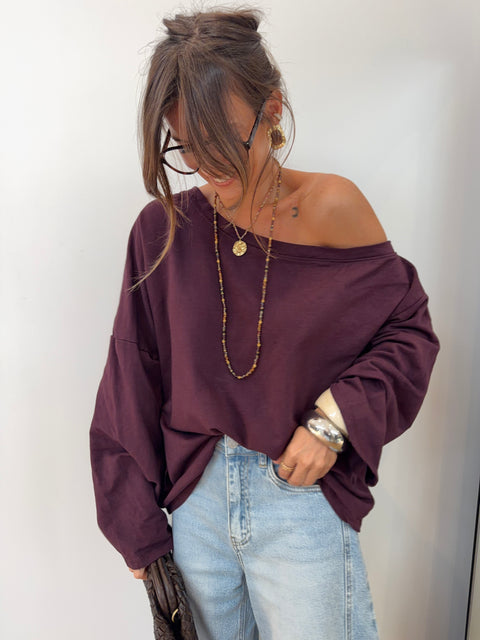 T-shirt asymétrique - prune