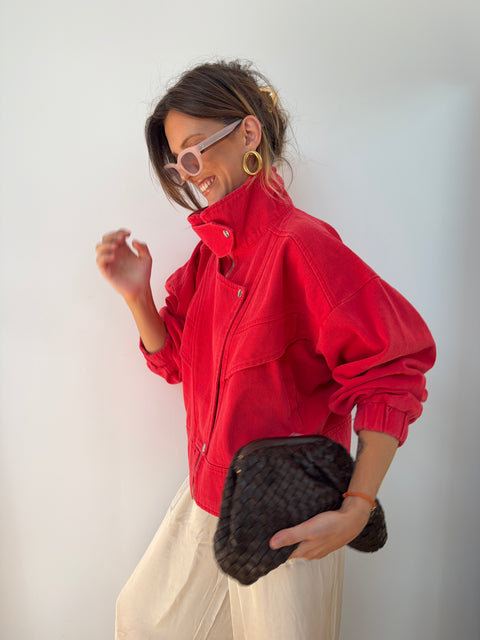 Veste en jean - rouge