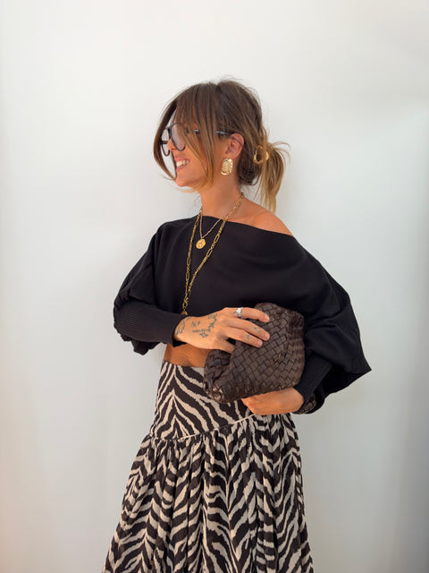 Pull asymétrique ultra court - noir