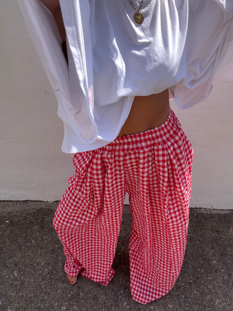 Plaid pants - red (pre-order)