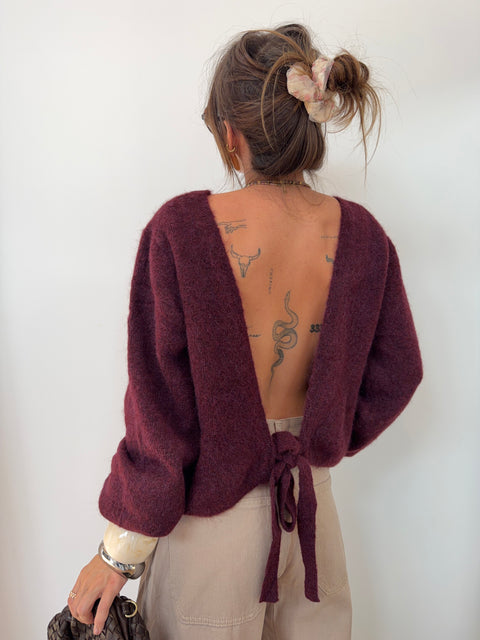 Pull dos nu - bordeaux