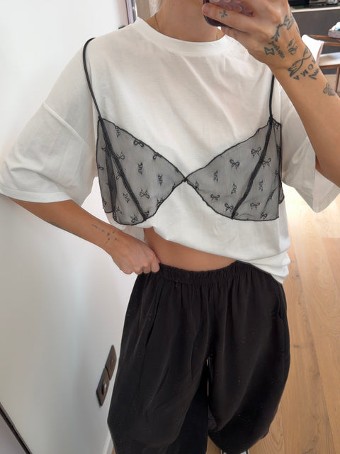T-shirt soutien gorge dentelle - blanc