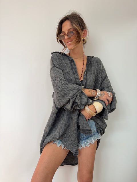 Chemise en gaze de coton - grise