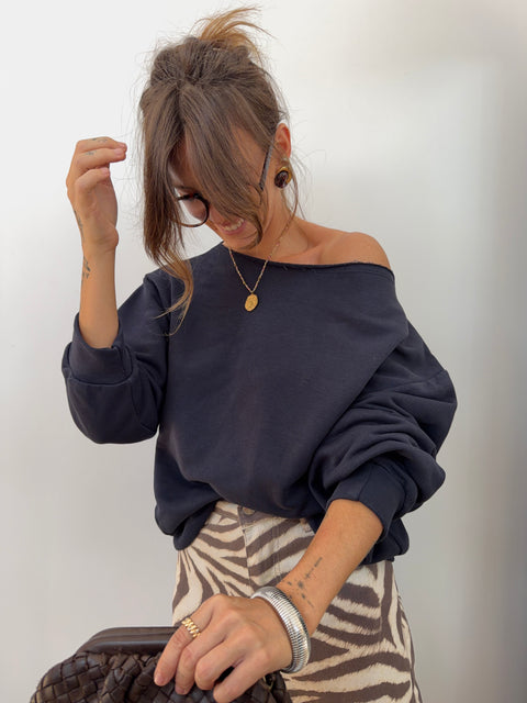 Sweat asymétrique - bleu marine
