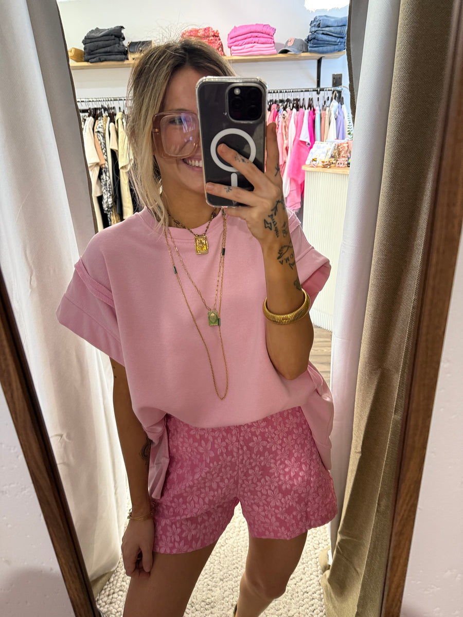 T-shirt oversize - rose poudré