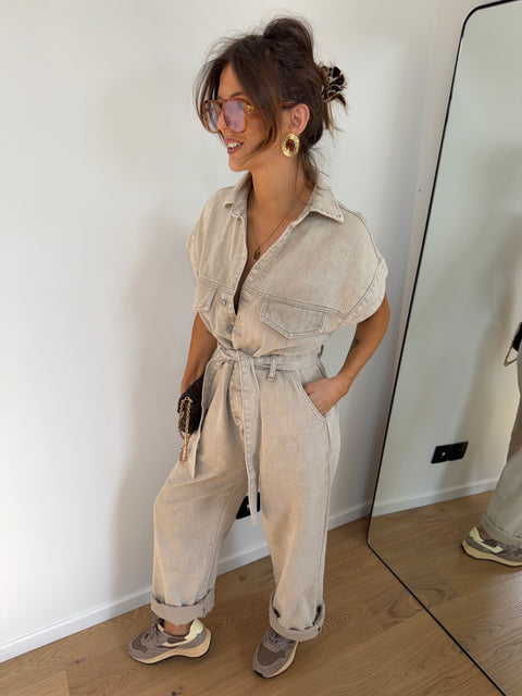 Combinaison en jean - beige