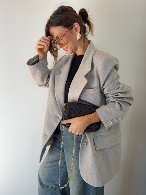 Blazer oversize - gris claro jaspeado
