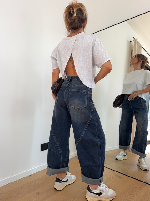 Jeans ballon - bleu brut