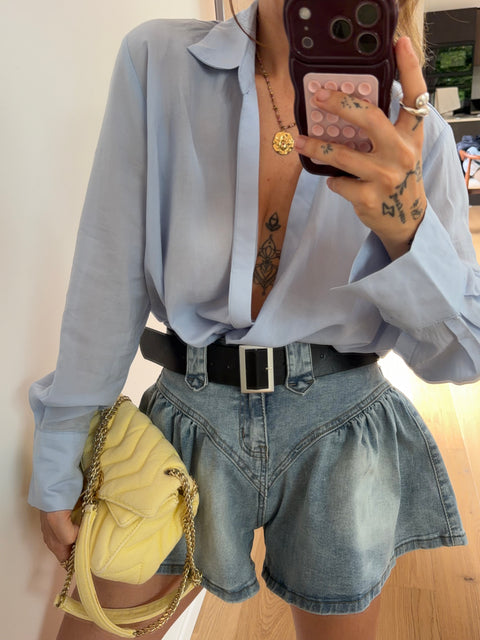 Wrap blouse - sky blue
