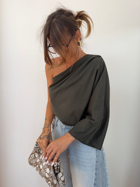 T-shirt asymétrique - kaki