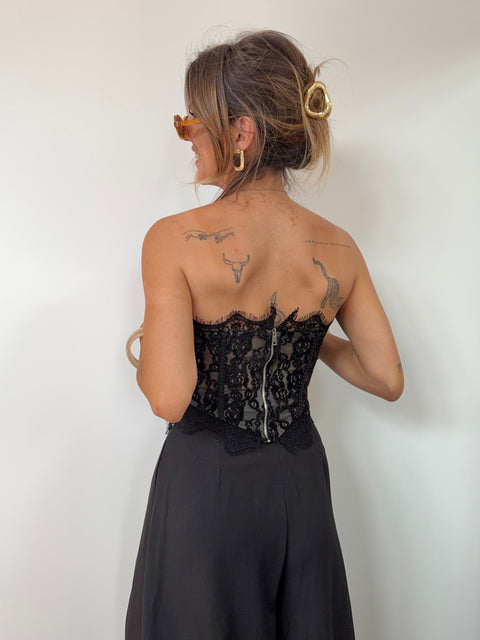 Corset dentelle - noir