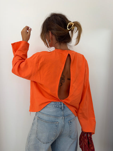 Haut manches longues dos nu - orange