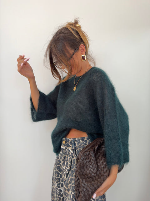 Pull 80% mohair - vert bouteille