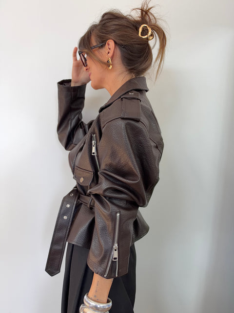 Veste simili à épaulettes - chocolat