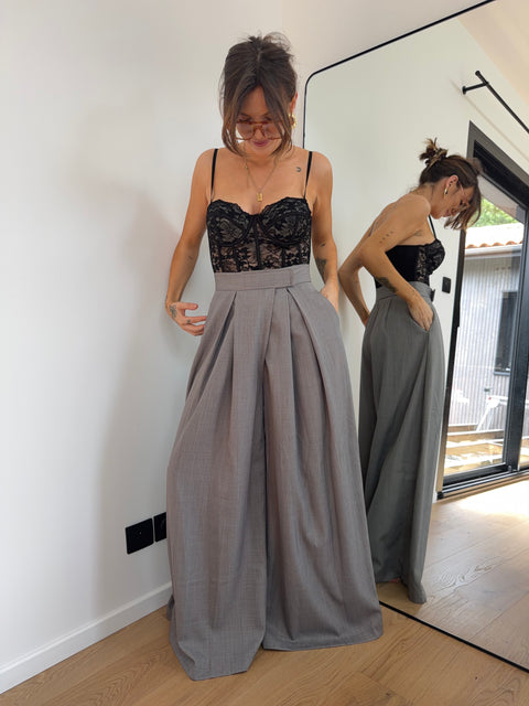 Pantalon à scratch - gris