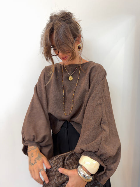 Haut manches bouffantes - IBIZA choco
