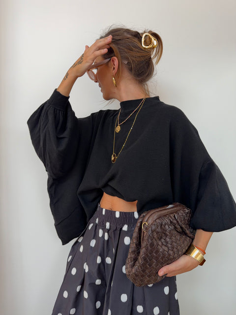Pull manches chauve souris - noir