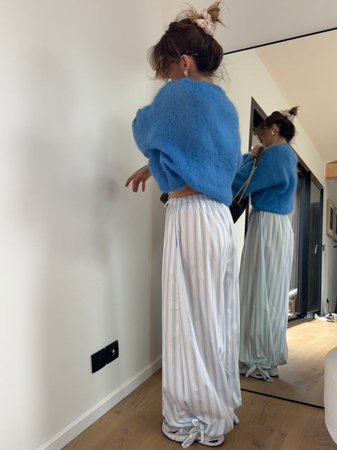 Pantalon ballon à rayures - bleu