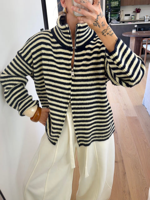 Gilet à rayures - jaune et marine