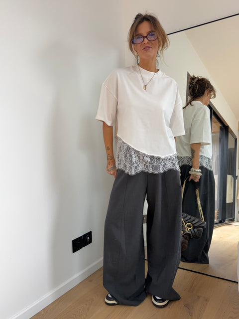 Tee-shirt à dentelle - blanc