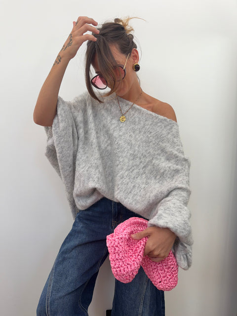 Pull oversize - gris chiné