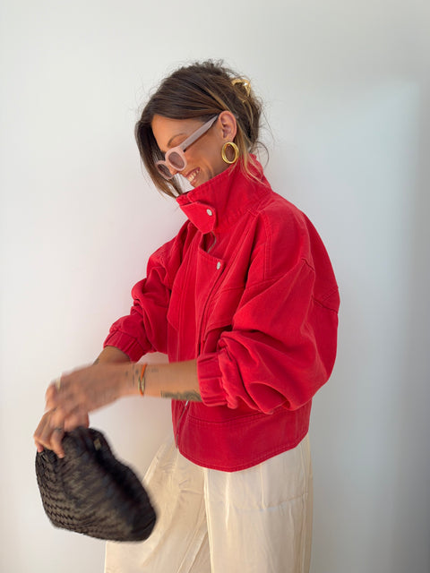 Veste en jean - rouge