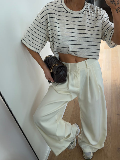 Pantalon droit à détails - beige